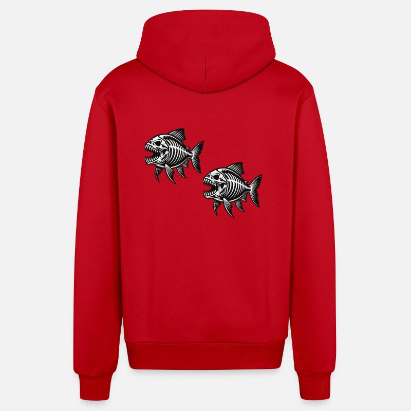 Squelette Piranha 2 - Veste à capuche bio décontractée fabriquée en UE - rouge