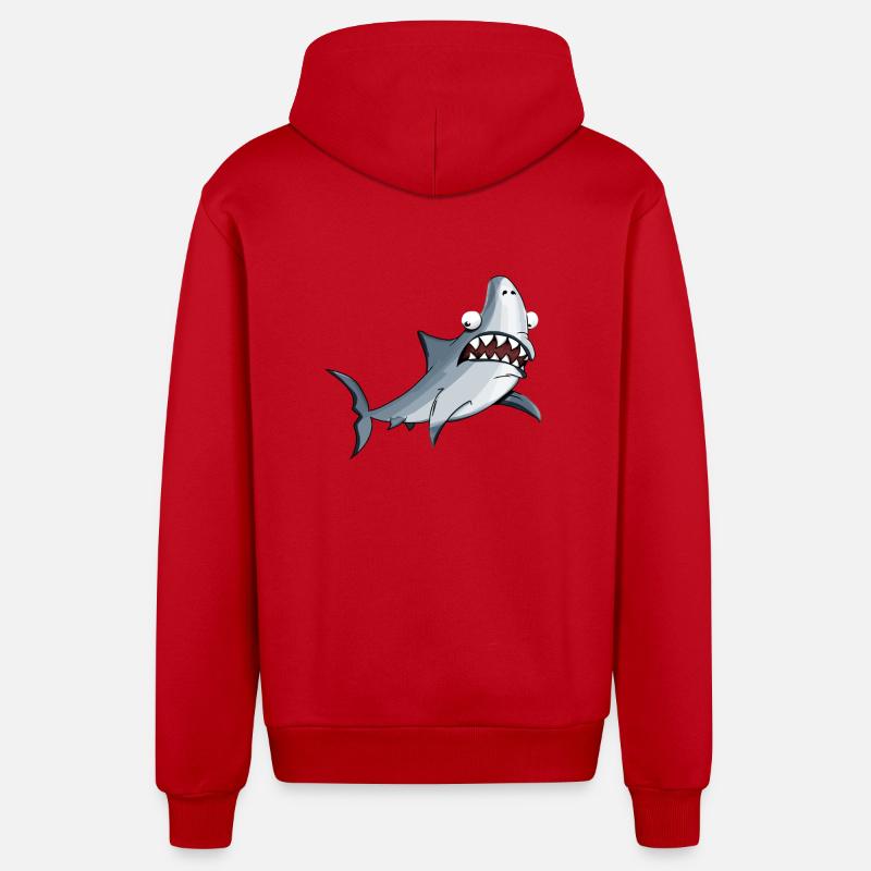 requin drôle - Veste à capuche bio décontractée fabriquée en UE - rouge