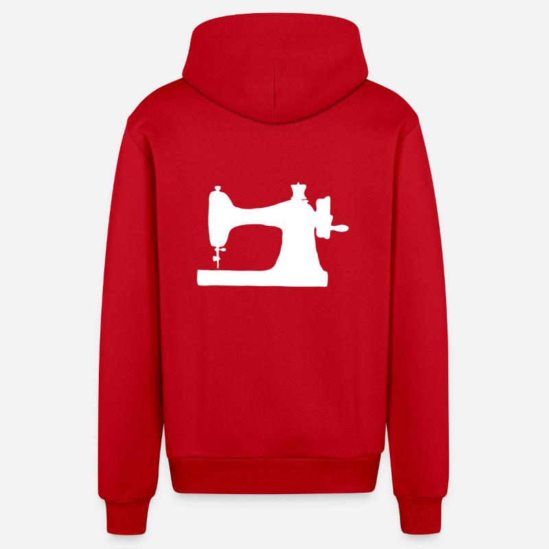 Machine à coudre - Veste à capuche bio décontractée fabriquée en UE - rouge