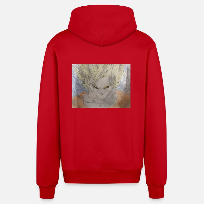Gokustyle - Veste à capuche bio décontractée fabriquée en UE - rouge