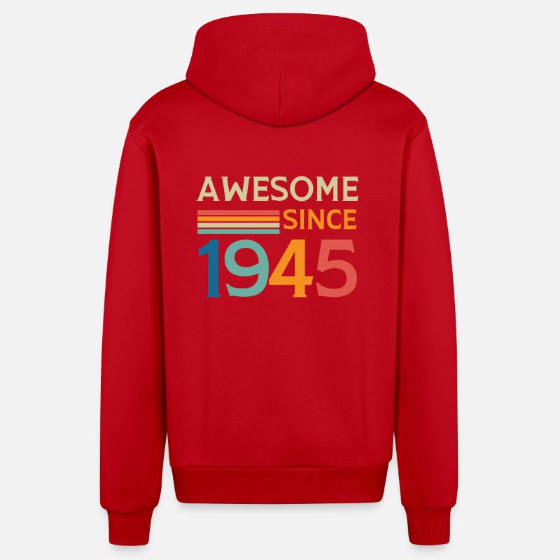 Awesome since 1945 - Veste à capuche bio décontractée fabriquée en UE - rouge