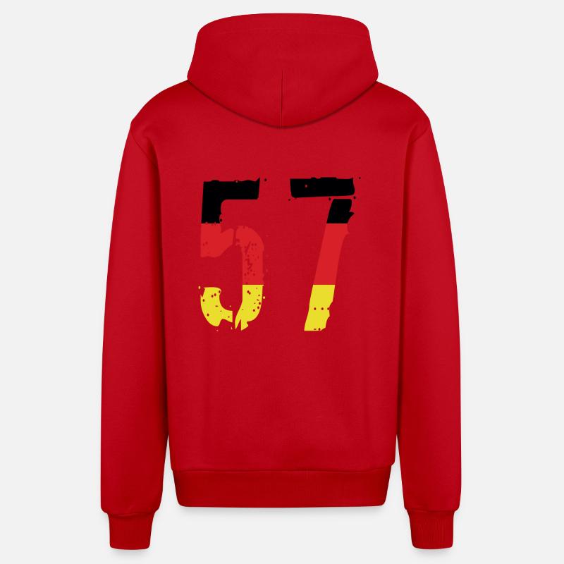 Maillot 57 Numéro Allemagne - Veste à capuche bio décontractée fabriquée en UE - rouge