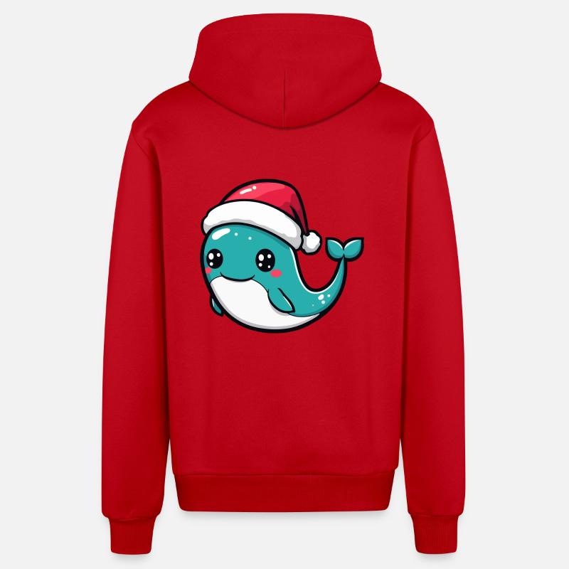 Baleine Noël Mignon - Veste à capuche bio décontractée fabriquée en UE - rouge