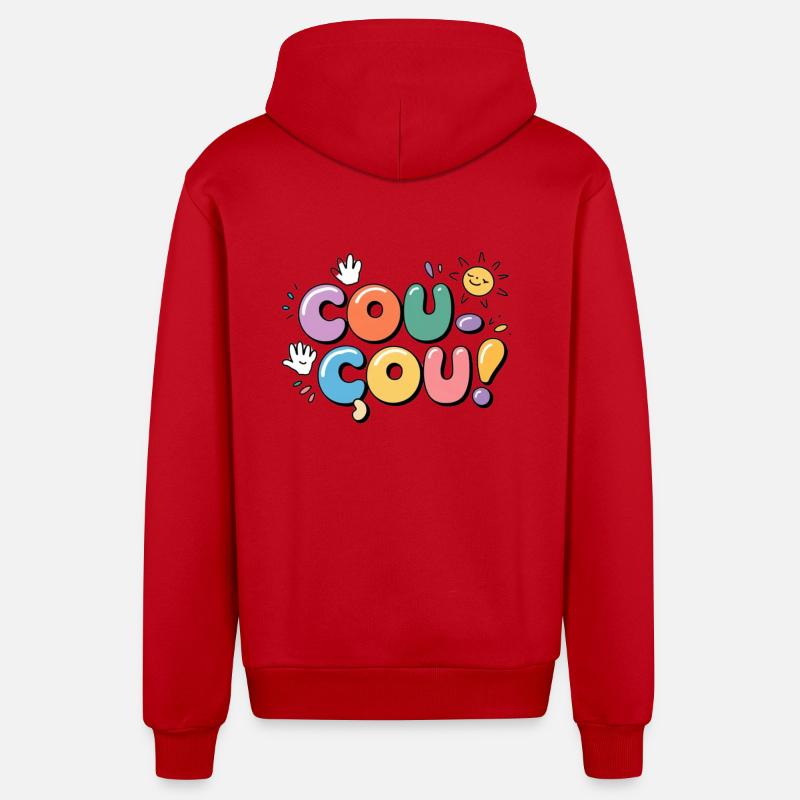 Coucou - Message en Douceur - Veste à capuche bio décontractée fabriquée en UE - rouge