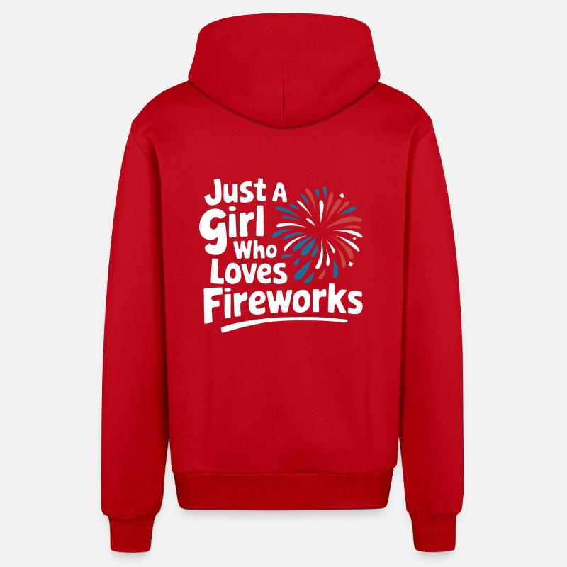 Pyrotechnie Feux d’artifice Pyrotechnie - Veste à capuche bio décontractée fabriquée en UE - rouge