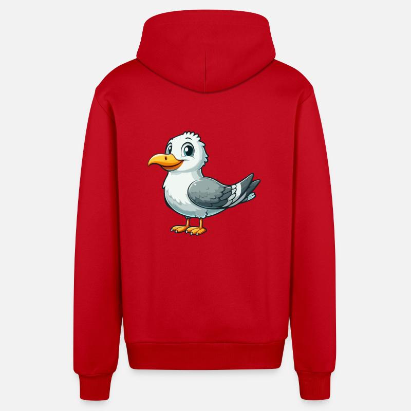 Mouette - Veste à capuche bio décontractée fabriquée en UE - rouge