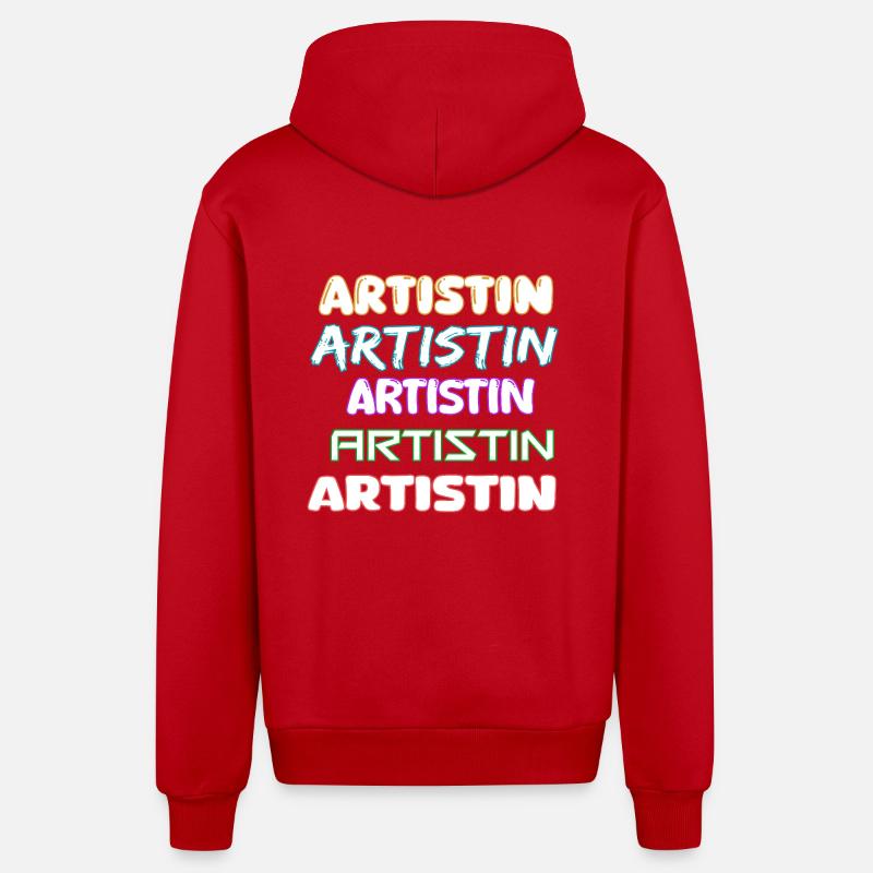 L’artiste comme métier - Veste à capuche bio décontractée fabriquée en UE - rouge
