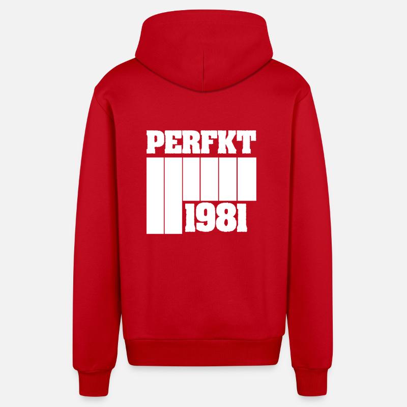 1981 - Veste à capuche bio décontractée fabriquée en UE - rouge