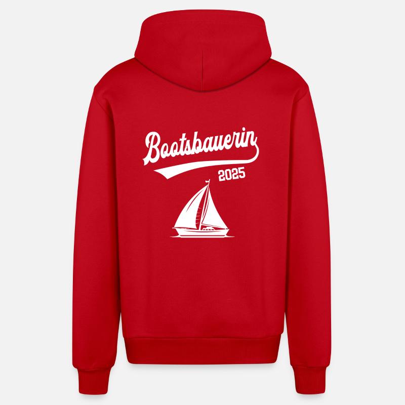 Bootsbauerin 2025 Ausbildung Bootsbauer Bootsbau - Organic Relaxed Kapuzenjacke Made in EU - Rot