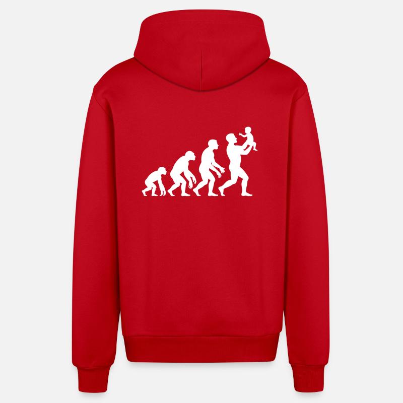 Évolution Du Singe Au Papa - Veste à capuche bio décontractée fabriquée en UE - rouge