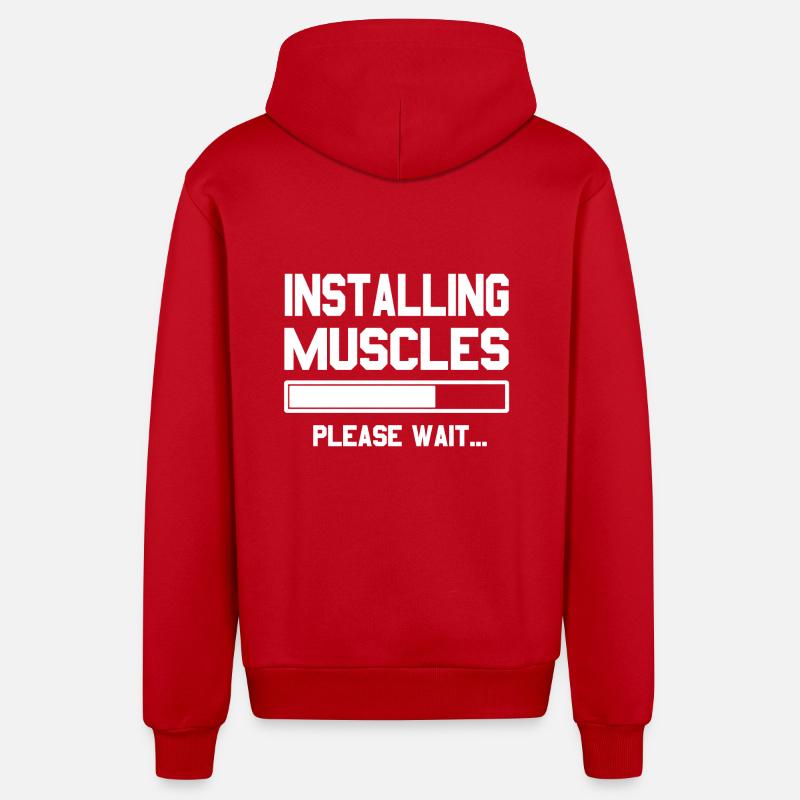 Installation de muscles - Veste à capuche bio décontractée fabriquée en UE - rouge