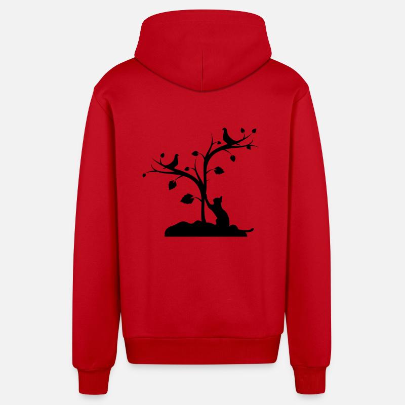 Chat - Veste à capuche bio décontractée fabriquée en UE - rouge
