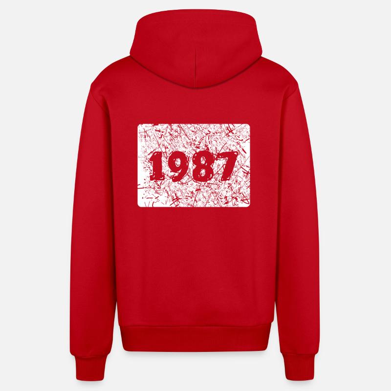 Année 1987 - Veste à capuche bio décontractée fabriquée en UE - rouge