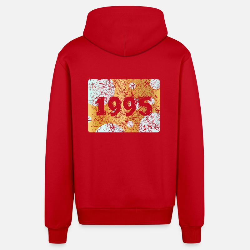 1995 1995 - Veste à capuche bio décontractée fabriquée en UE - rouge