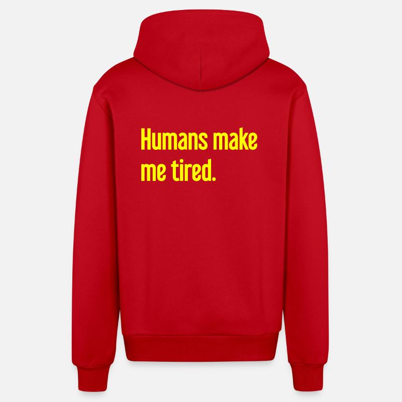 Menschen machen müde - Lustiger Spruch - Organic Relaxed Kapuzenjacke Made in EU - Rot