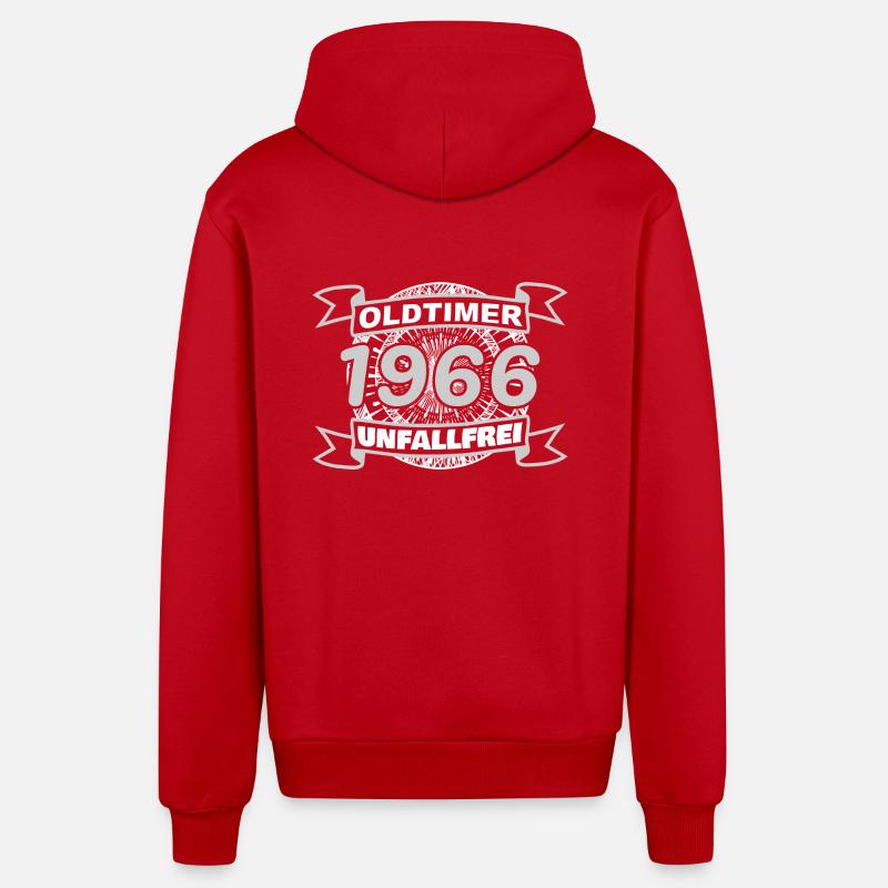 Oldtimer 1966 - Veste à capuche bio décontractée fabriquée en UE - rouge