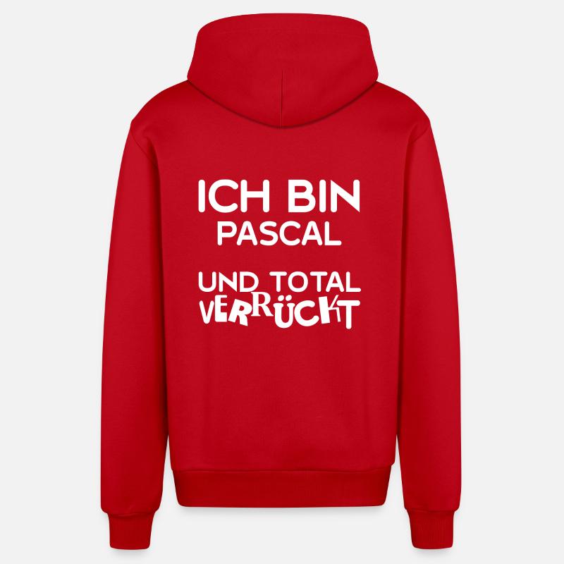 Cadeau pour Pascal - Veste à capuche bio décontractée fabriquée en UE - rouge