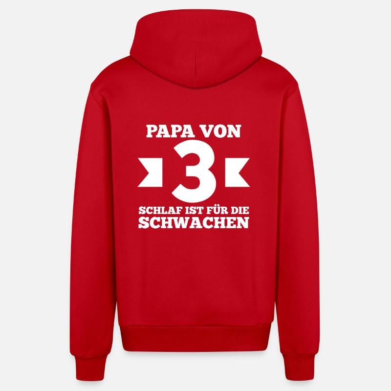 Père de 3 enfants - Veste à capuche bio décontractée fabriquée en UE - rouge