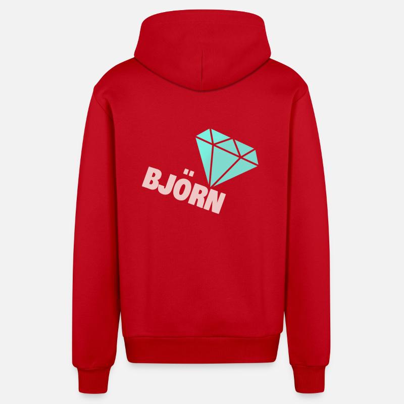 Björn dans le rôle d’Edel - Veste à capuche bio décontractée fabriquée en UE - rouge