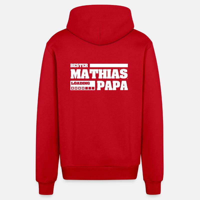 First name Mathias - Organic Relaxed Hooded Jacket Made in EU - red
