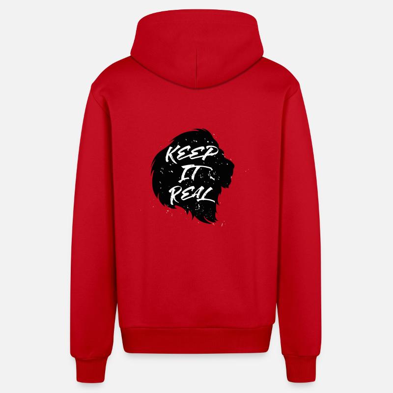 Lion Keep It Real - Veste à capuche bio décontractée fabriquée en UE - rouge