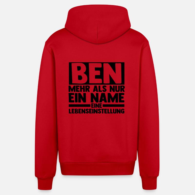 Prénom Ben - Veste à capuche bio décontractée fabriquée en UE - rouge