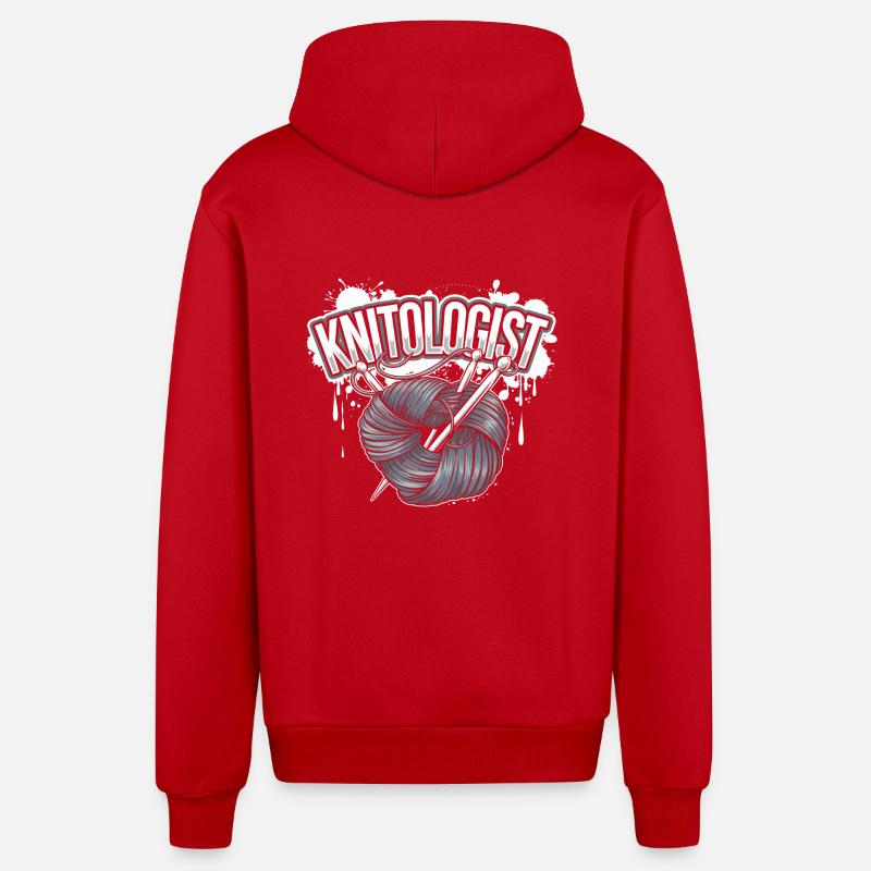 Maître du tricot - Veste à capuche bio décontractée fabriquée en UE - rouge