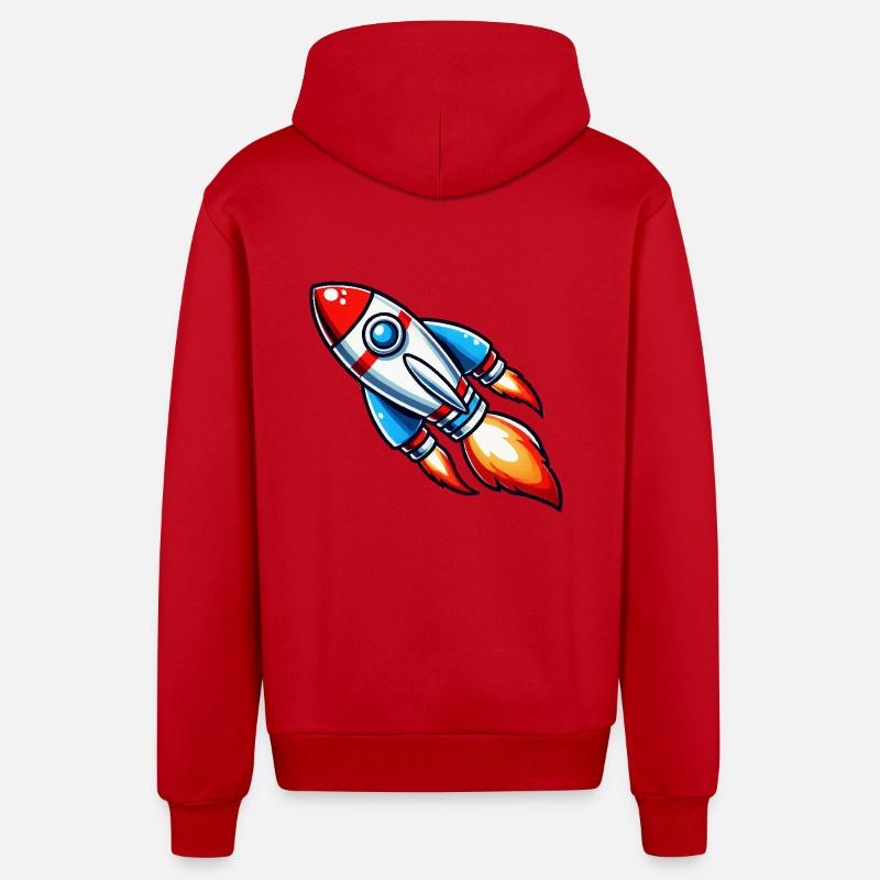 fusée - Veste à capuche bio décontractée fabriquée en UE - rouge