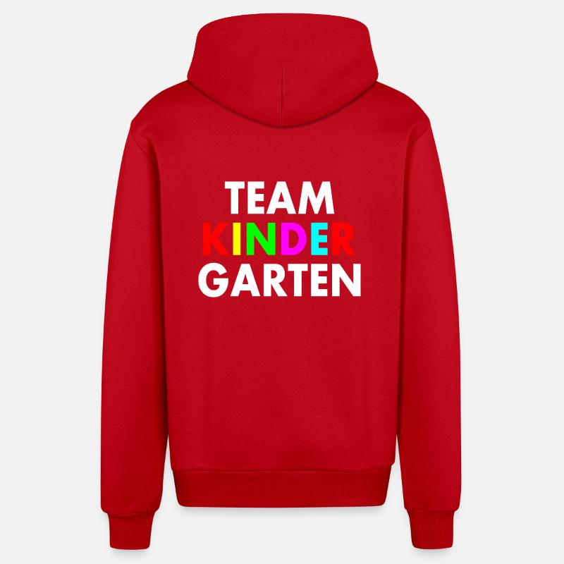 Jardin d’enfants en équipe - Veste à capuche bio décontractée fabriquée en UE - rouge