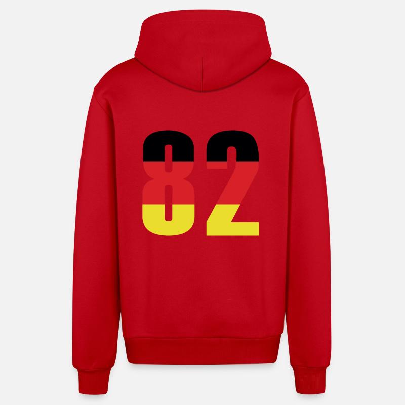 Maillot 82 Numéro Allemagne - Veste à capuche bio décontractée fabriquée en UE - rouge