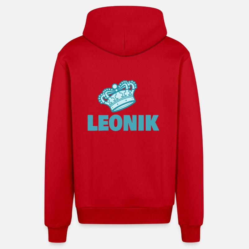 Leonik comme prénom - Veste à capuche bio décontractée fabriquée en UE - rouge
