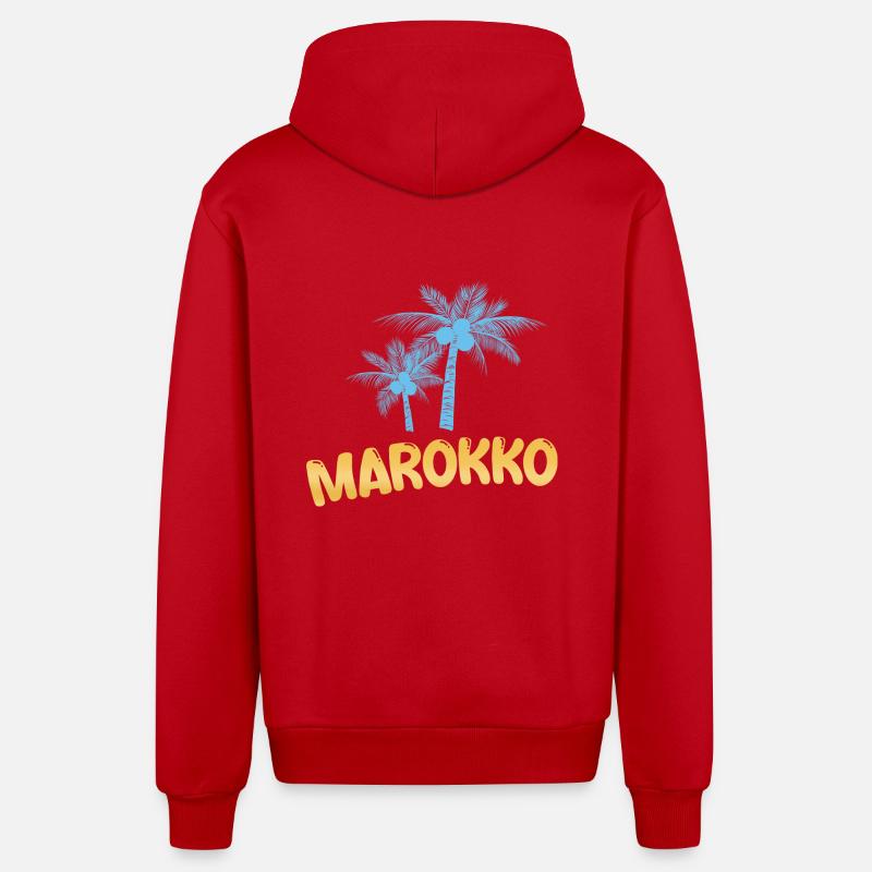 Maroc comme Maroc - Veste à capuche bio décontractée fabriquée en UE - rouge