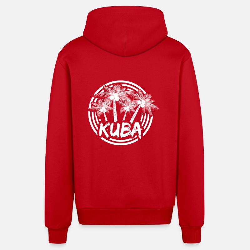 Vacances Cuba - Veste à capuche bio décontractée fabriquée en UE - rouge