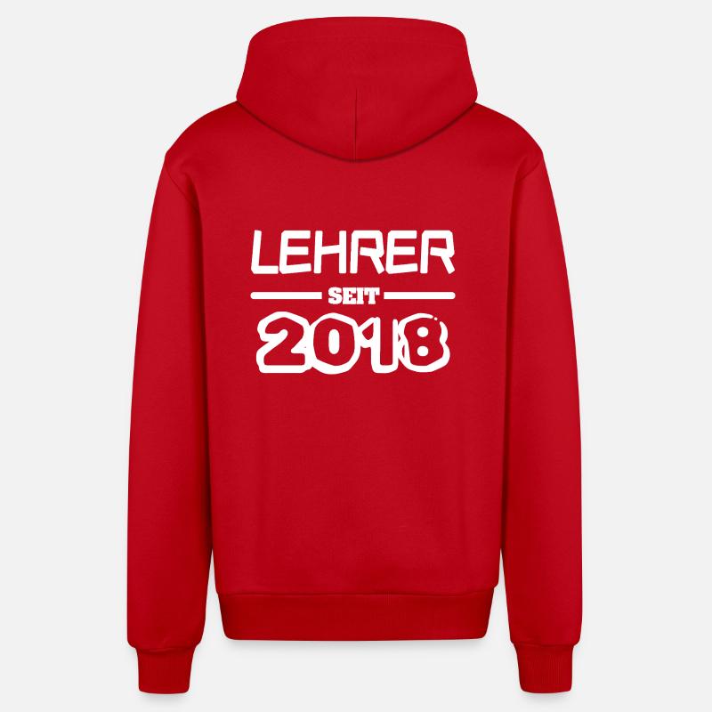 Enseignants 2018 - Veste à capuche bio décontractée fabriquée en UE - rouge