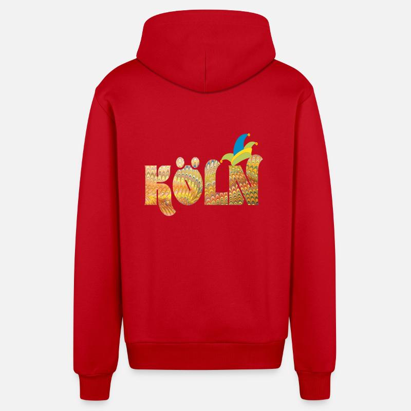 Carnaval de Cologne e 37 - Veste à capuche bio décontractée fabriquée en UE - rouge