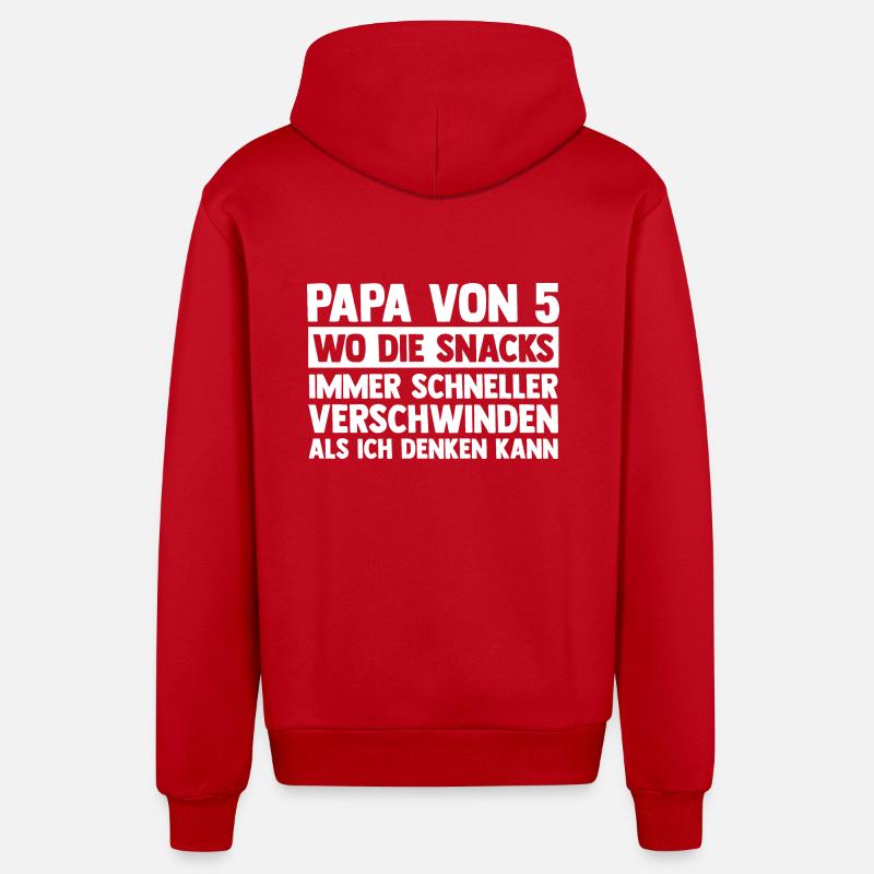 Papa de 5 enfants - Veste à capuche bio décontractée fabriquée en UE - rouge