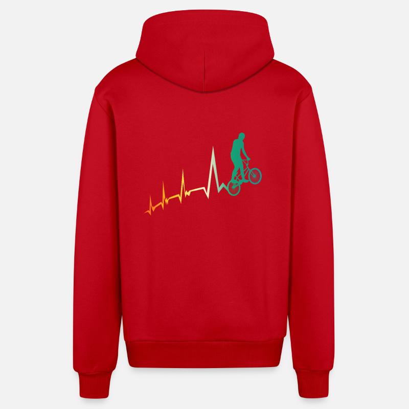 Vélo Heartbeat VTT - Veste à capuche bio décontractée fabriquée en UE - rouge