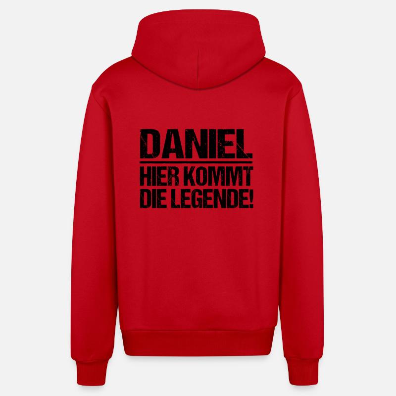 Prénom Daniel - Veste à capuche bio décontractée fabriquée en UE - rouge