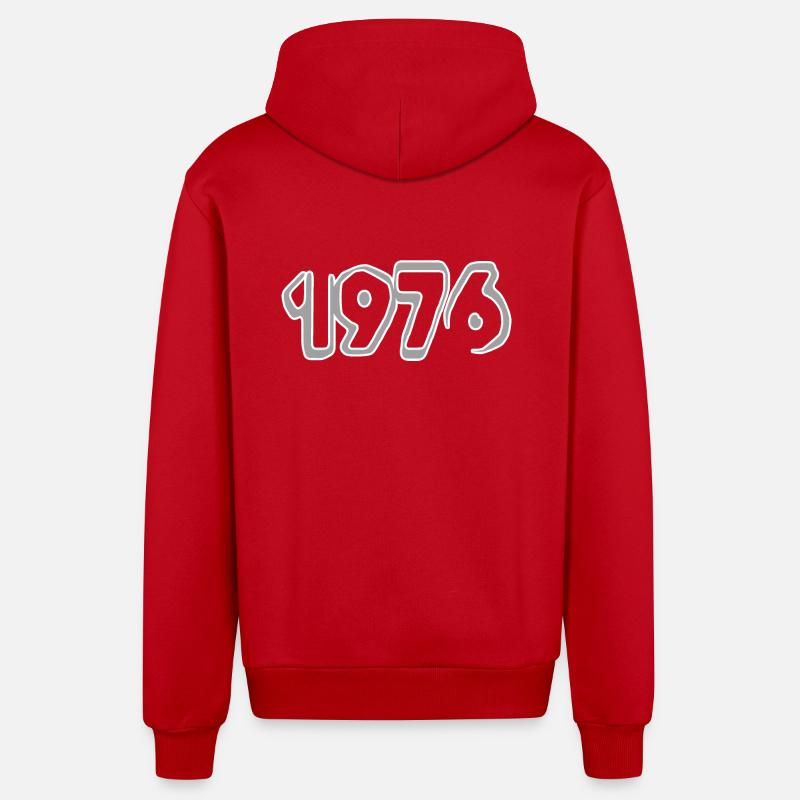 Année 1976 - Veste à capuche bio décontractée fabriquée en UE - rouge