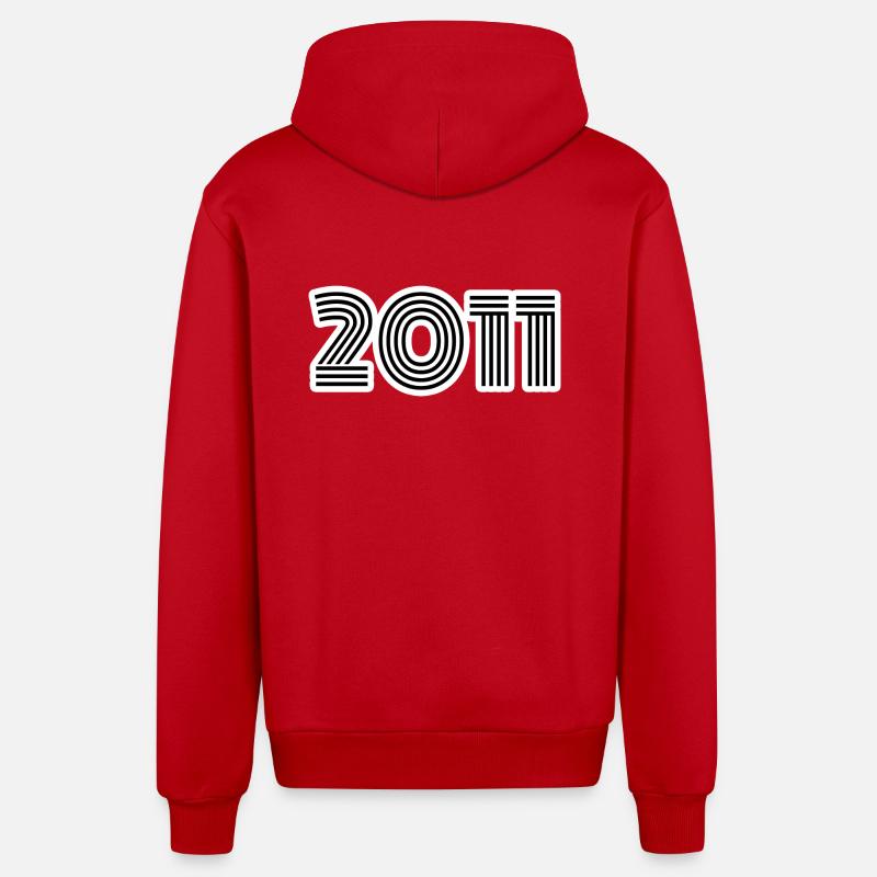 Année de naissance 2011 - Veste à capuche bio décontractée fabriquée en UE - rouge