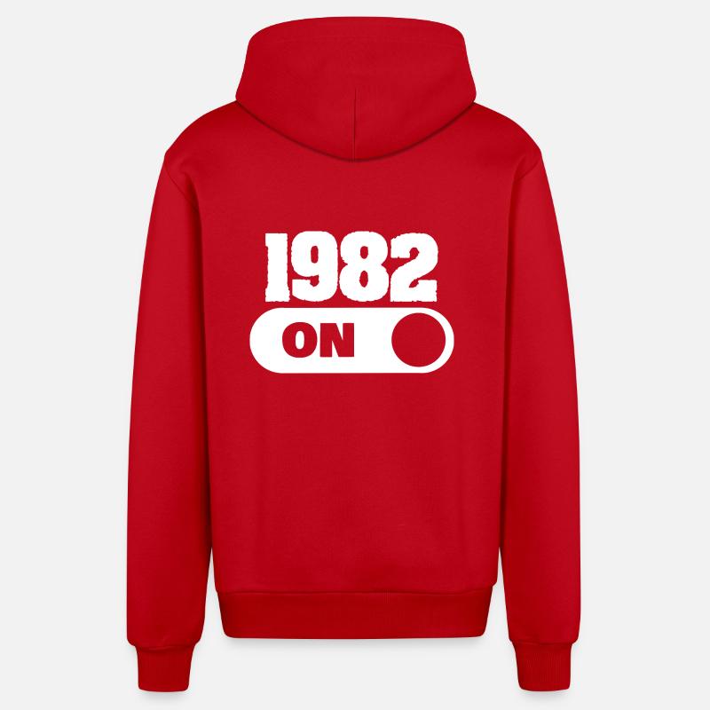 1982 - Veste à capuche bio décontractée fabriquée en UE - rouge