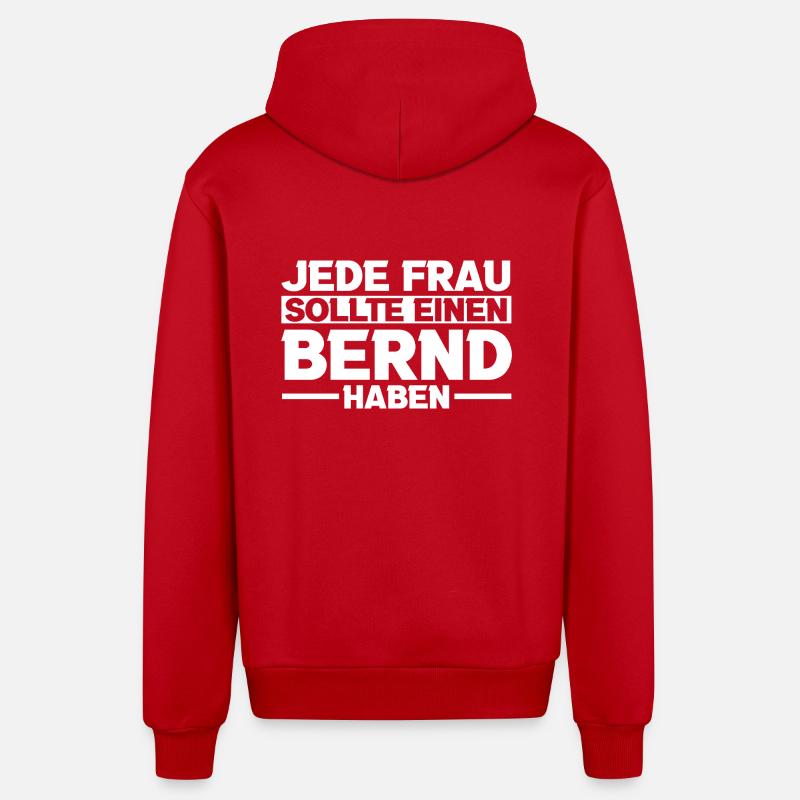 Bernd - Veste à capuche bio décontractée fabriquée en UE - rouge
