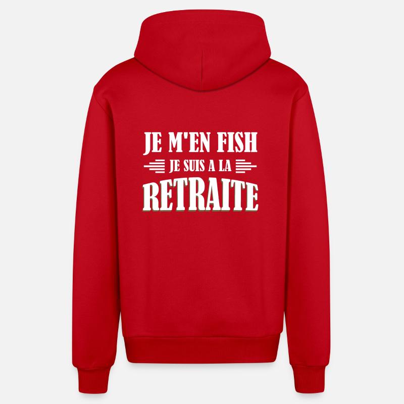 Je M'en Fish, Je suis A La Retraite - Veste à capuche bio décontractée fabriquée en UE - rouge