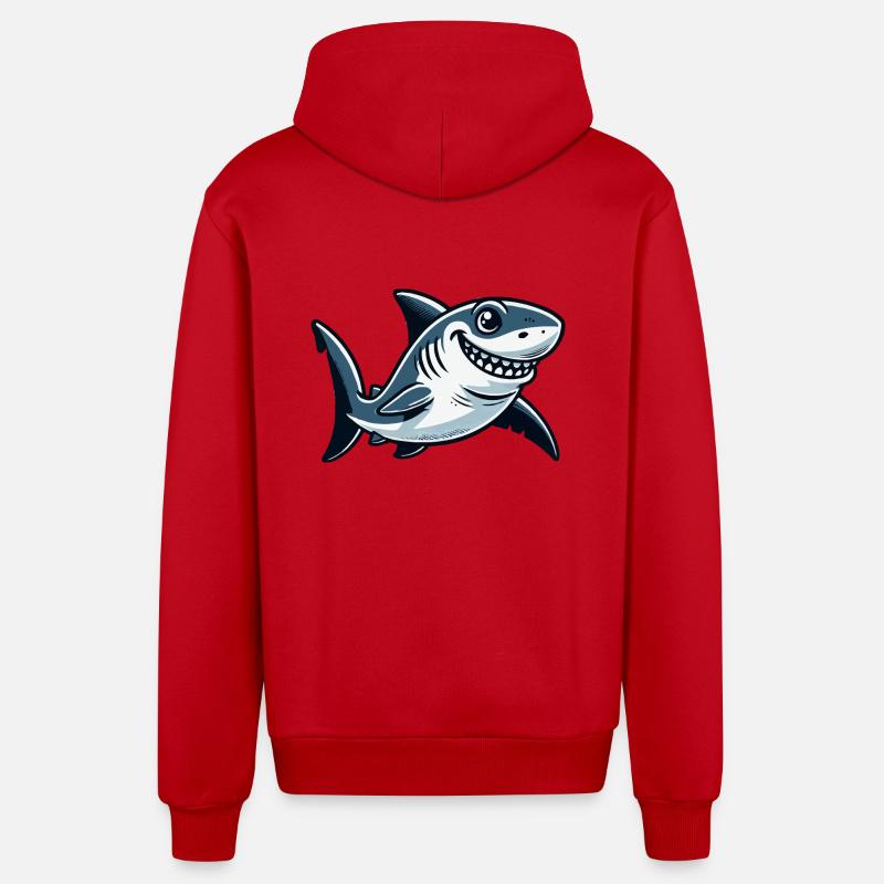 Bande dessinée requin - Veste à capuche bio décontractée fabriquée en UE - rouge