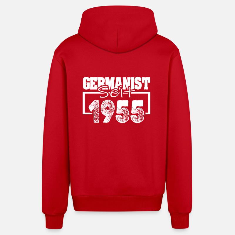 1955 - Veste à capuche bio décontractée fabriquée en UE - rouge