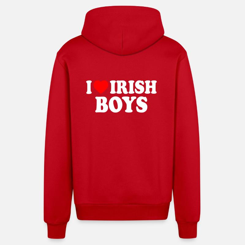 I love irish boys - Veste à capuche bio décontractée fabriquée en UE - rouge