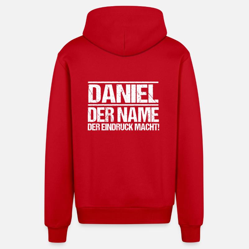 First name Daniel - Organic Relaxed Hooded Jacket Made in EU - red