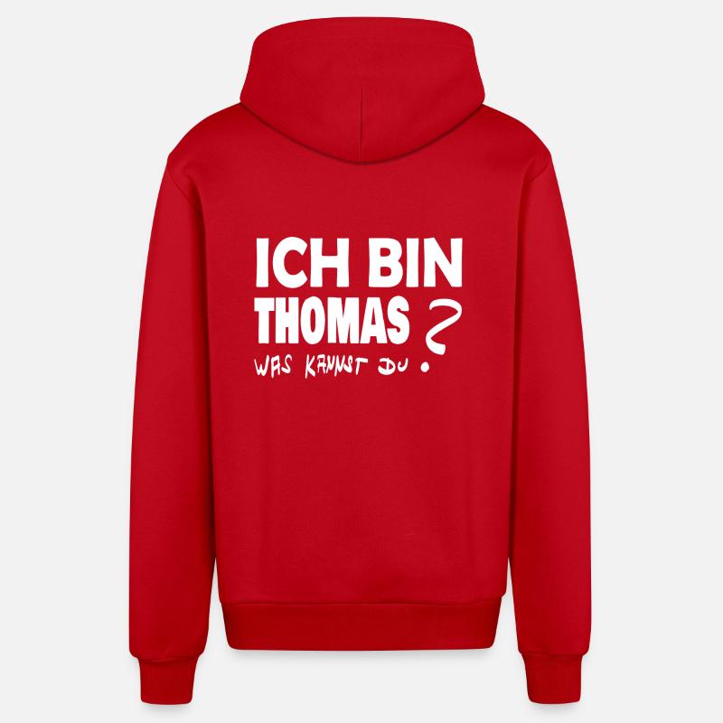 Cadeau pour Thomas - Veste à capuche bio décontractée fabriquée en UE - rouge