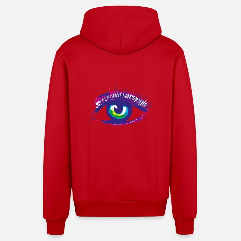 œil - Veste à capuche bio décontractée fabriquée en UE - rouge
