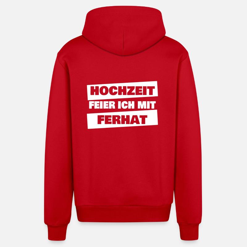 Cadeau pour Ferhat - Veste à capuche bio décontractée fabriquée en UE - rouge
